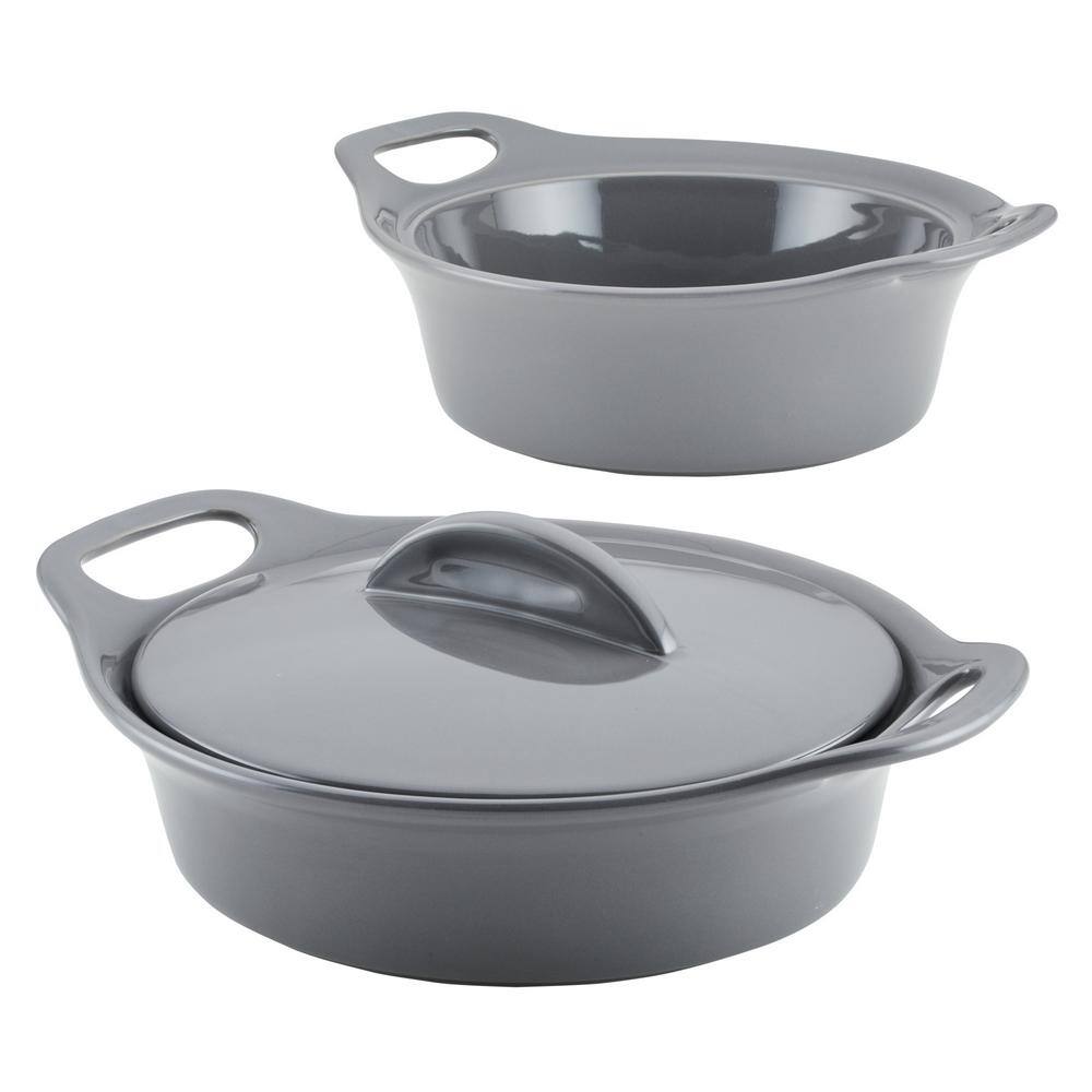 3-Piece Dark Gray Ceramic Bakeware Set - Hercitys