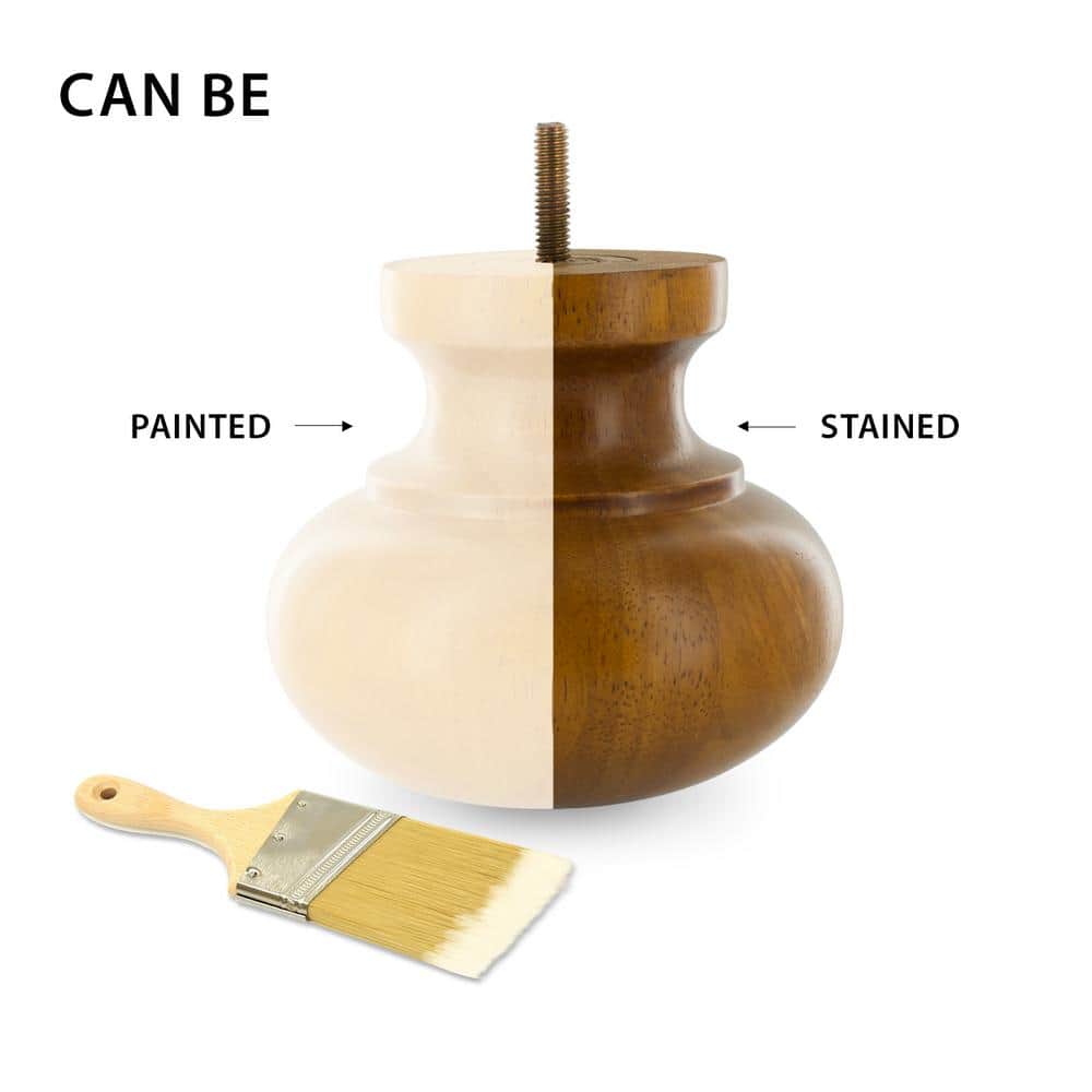 1-7/8 in. x 3-5/8 in. Unfinished Solid Hardwood Round Bun Foot (4-Pack) - Hercitys