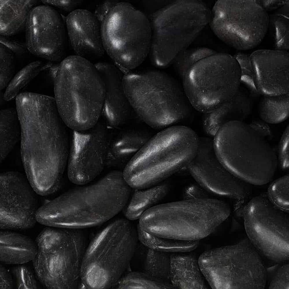 0.5 in. to 1.5 in., 20 lb. Small Black Grade A Polished Pebbles - Hercitys