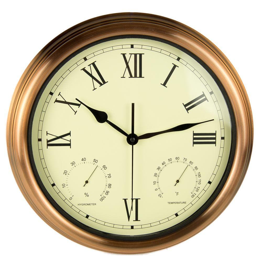15 in. Copper Clock, Thermometer and Hygrometer - Hercitys