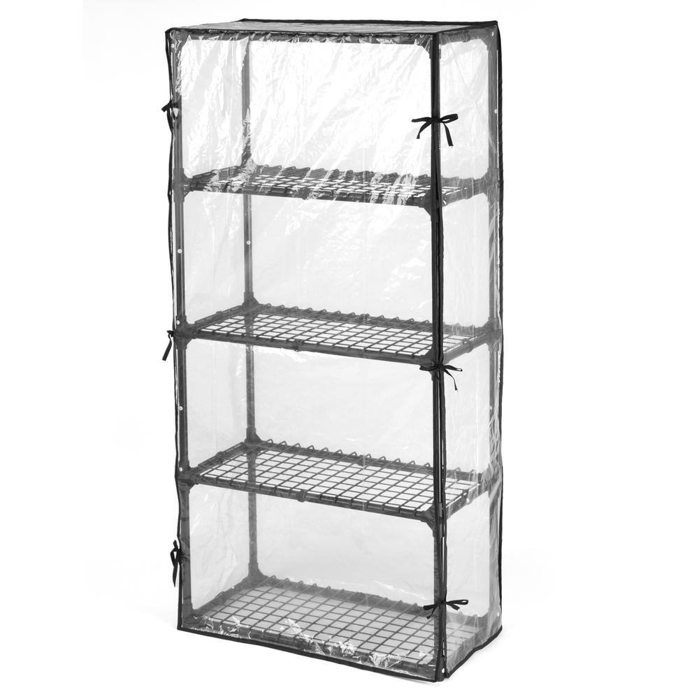 5-SHELF WIRE RACK WITH COVER IN BLACK (1PACK) - Hercitys