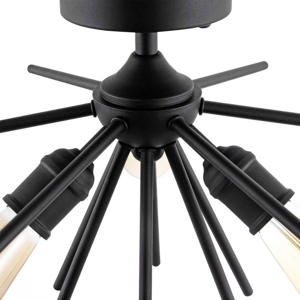 10.6 in. 3-Light Painted Semi- Flush Mount with No Bulbs Included Matte black - Hercitys