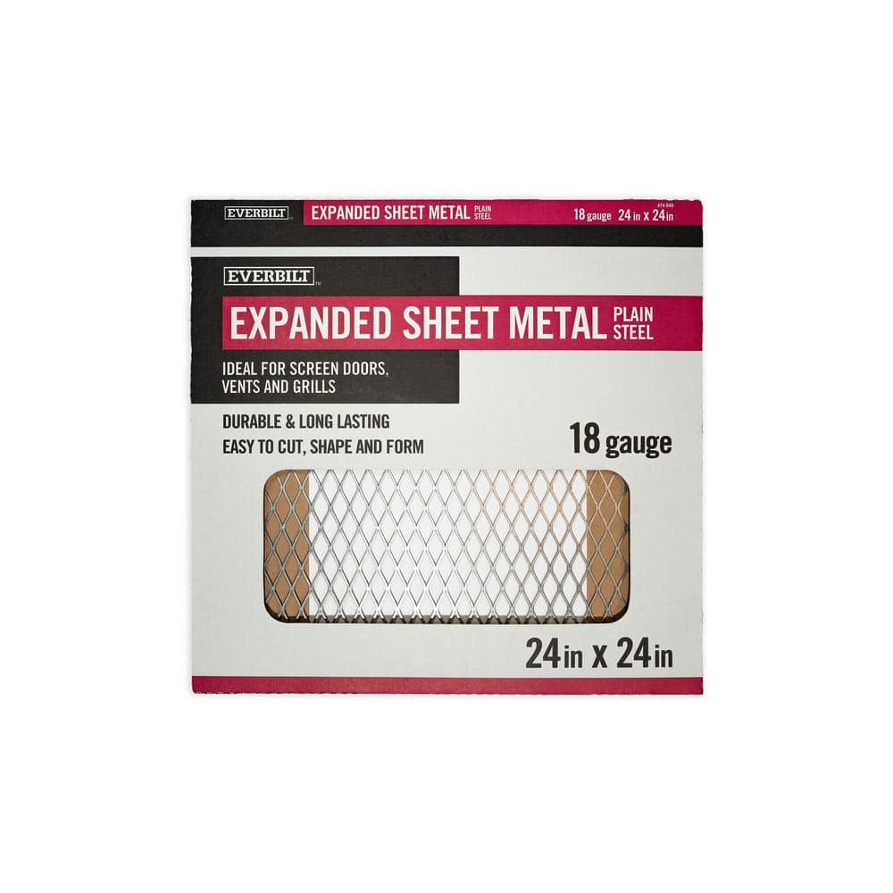 24 in. x 24 in. – 18 Gauge Plain Steel Expanded Metal – 3/4 in. O/C Spacing - Hercitys