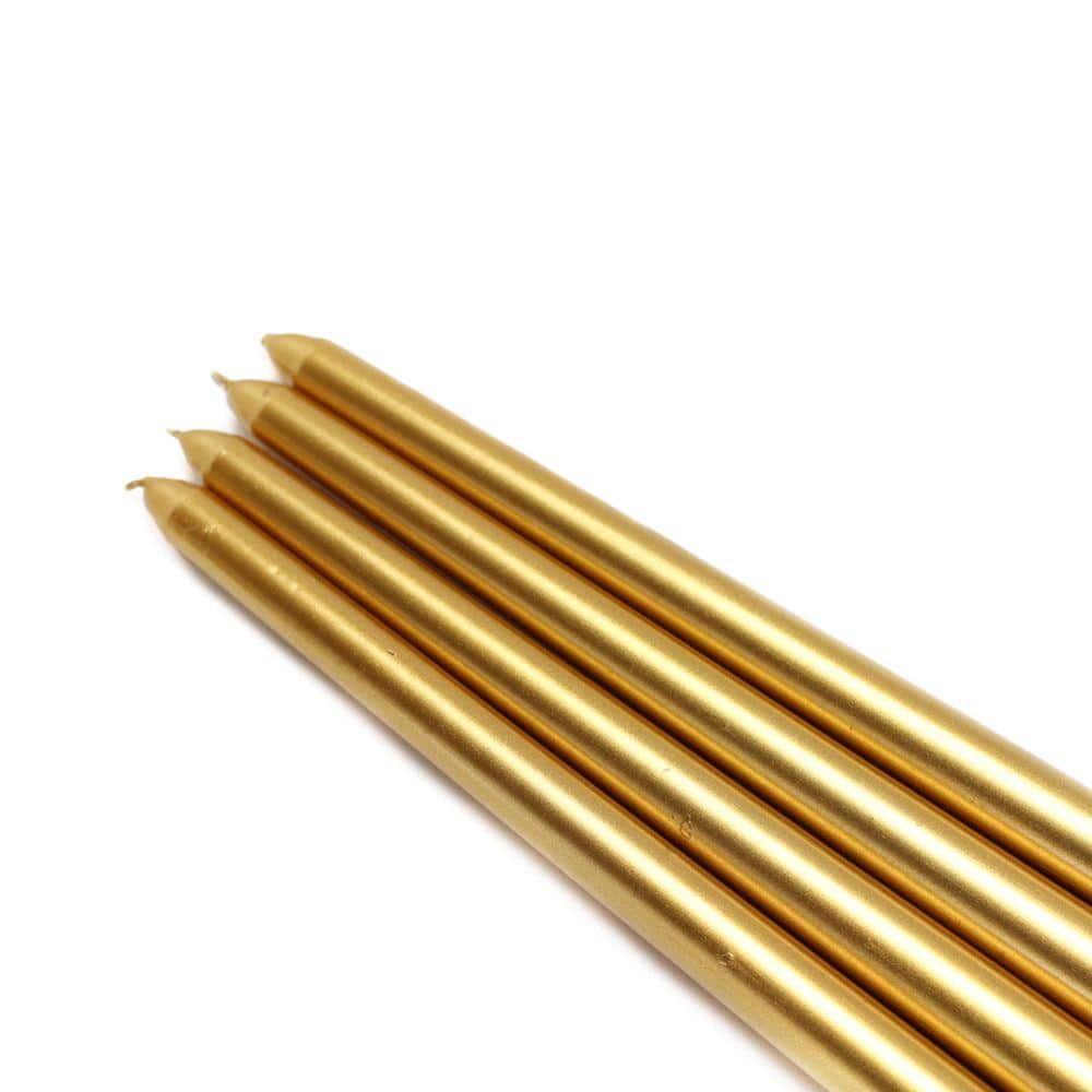 12 in. Metallic Gold Taper Candles (12-Set) - Hercitys