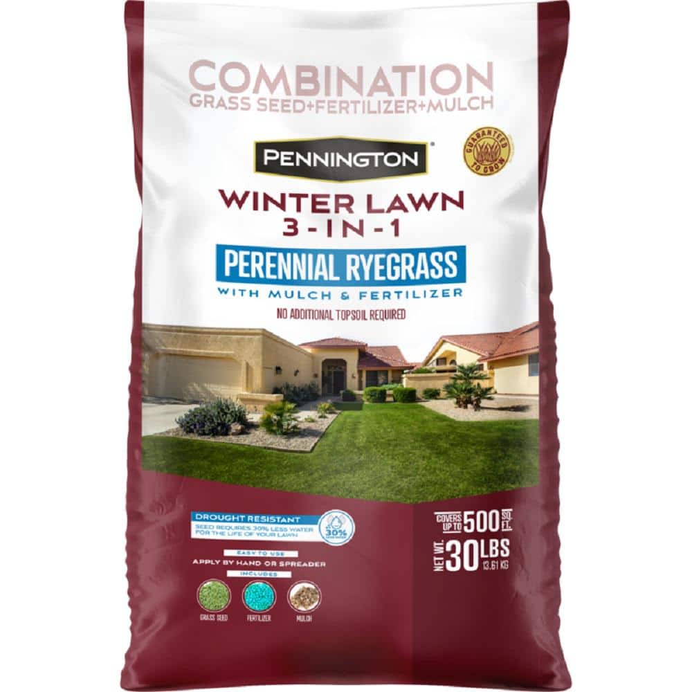 30 lbs. Winter Lawn 3-in-1 Perennial Ryegrass with Mulch and Fertilizer - Hercitys