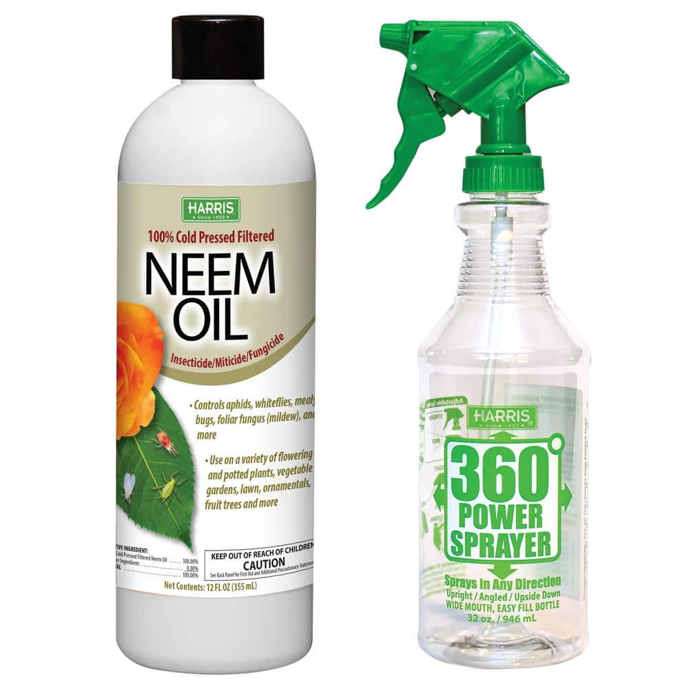 12 oz. 100% Cold Pressed Unrefined Cosmetic Grade Neem Oil and 360-Degree All Angle Professional Spray Bottle Value Pack - Hercitys