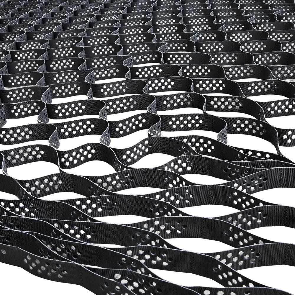 10 ft. x 16.5 ft. x 2 in. M Series Black Plastic Ground Geo Grid Driveway Ground Pavers for Landscaping - Hercitys