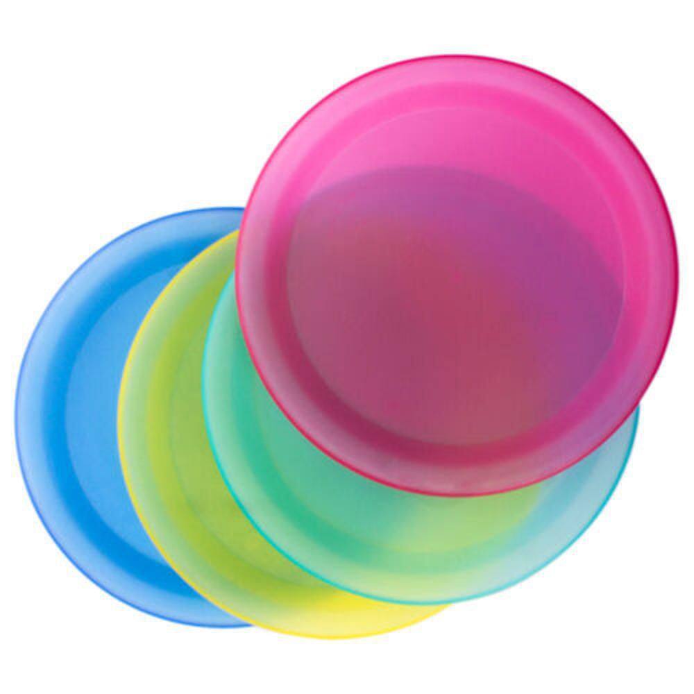 10 in. Colorful Plastic Reusable Dinner Plates (Set of 4) - Hercitys