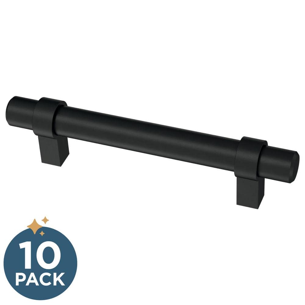 10-Pack Simple Wrapped Bar 3-3/4 in. (96 mm) Classic Matte Black Cabinet Drawer Pulls - Hercitys