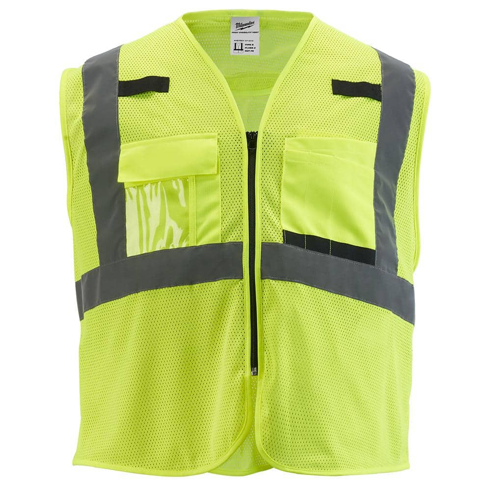 2X-Large/3X-Large Yellow Class-2 Polyester Mesh High Visibility Safety Vest with 9-Pockets - Hercitys