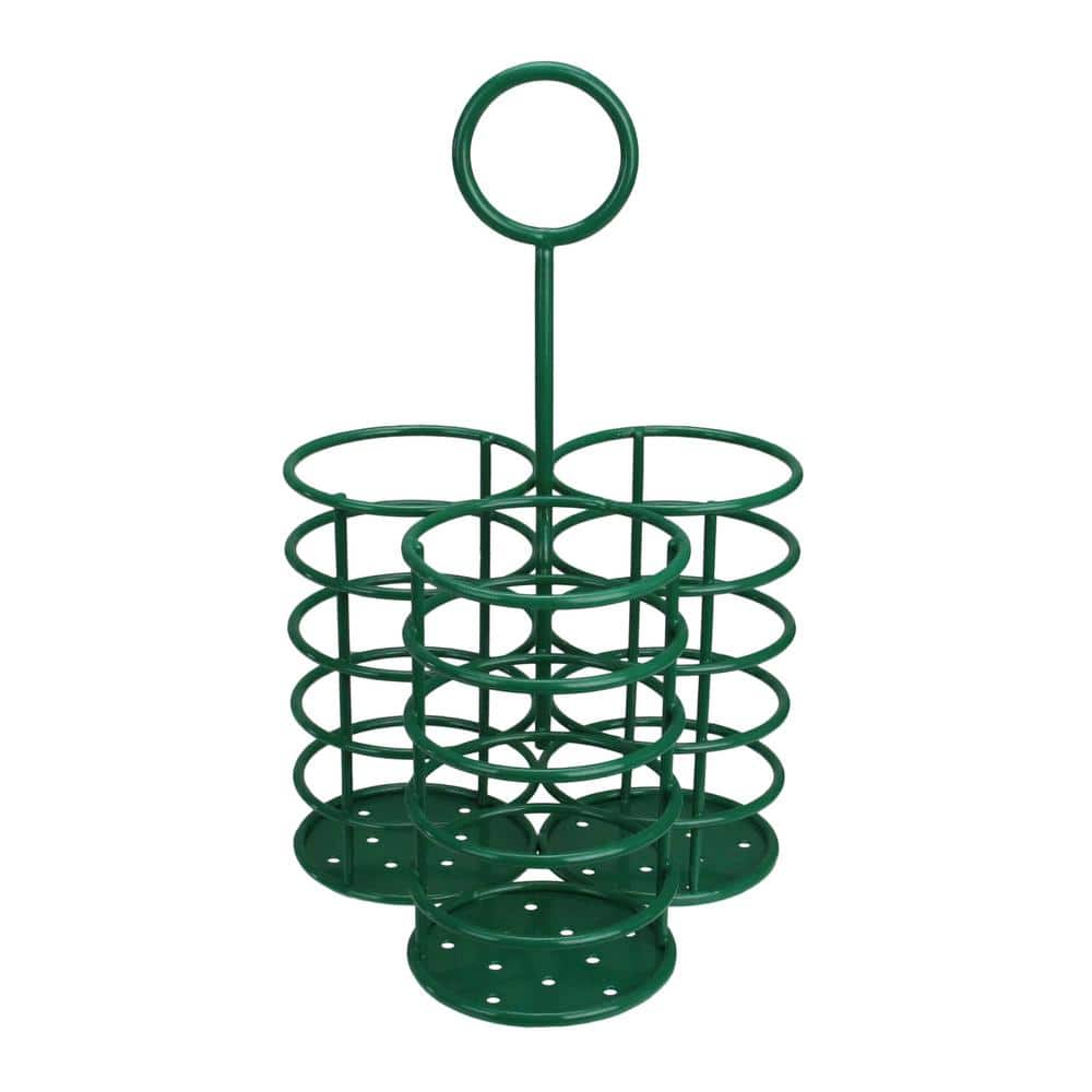 10 in. Green 3-Slot Metal Utensil Holder - Hercitys