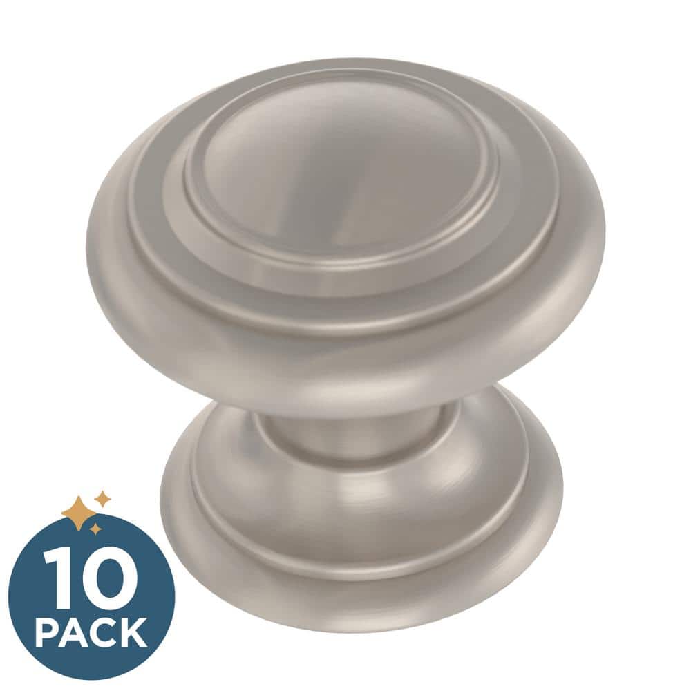 10-Pack Simple Double Ring 1-1/8 in. (29 mm) Classic Nickel Round Cabinet Knobs - Hercitys
