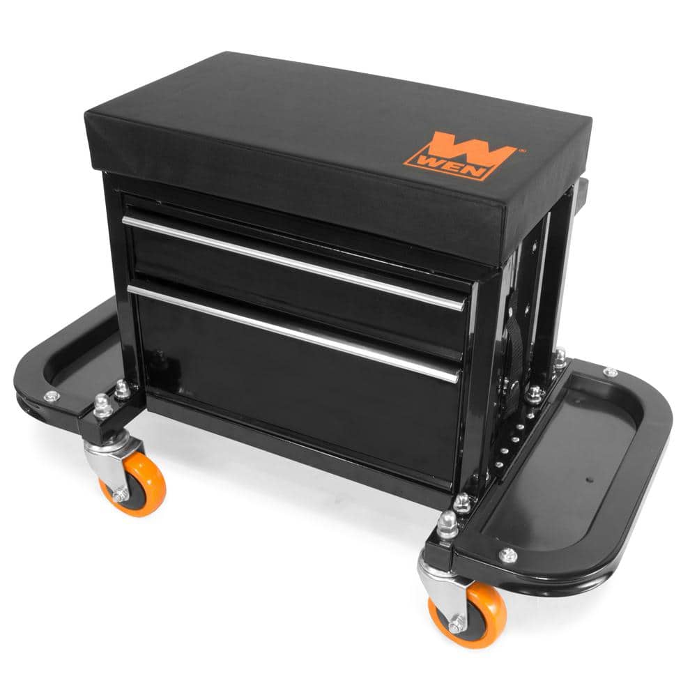 400-Pound Capacity Garage Glider Rolling Tool Chest Seat with Storage Pouch - Hercitys