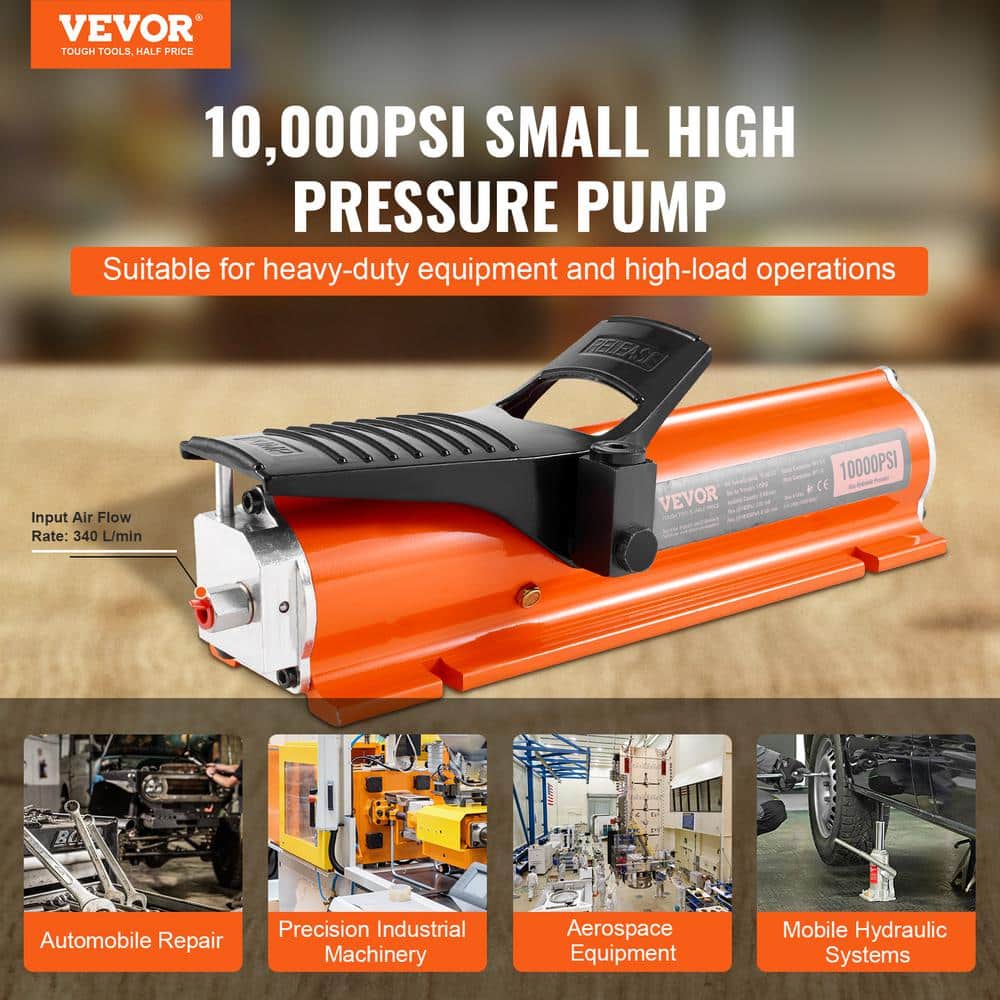 10,000 psi Air Hydraulic Pump 0.18 Gal. Reservoir Metal Shell Air Actuated Treadle Foot Pump for Industrial Machinery - Hercitys