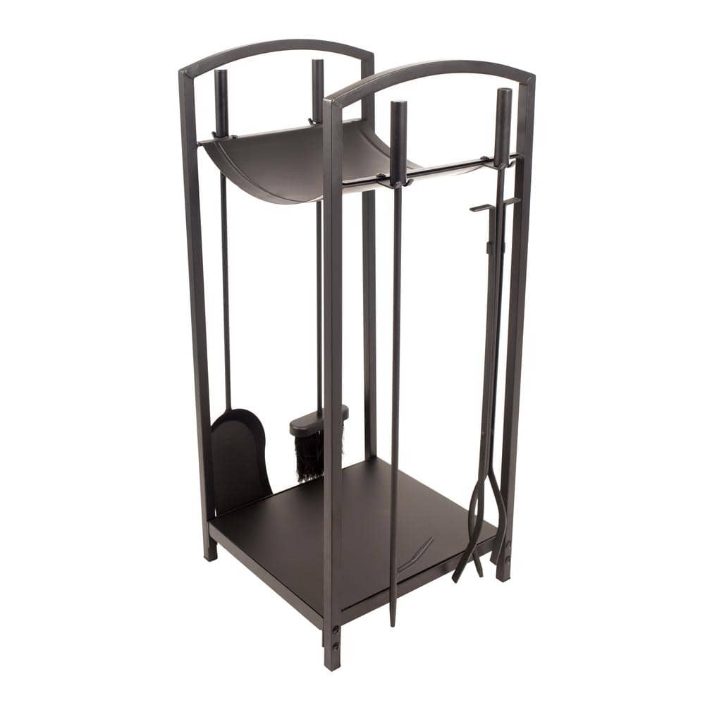 5-Piece Fireplace Tool Set with Log Bin - Hercitys