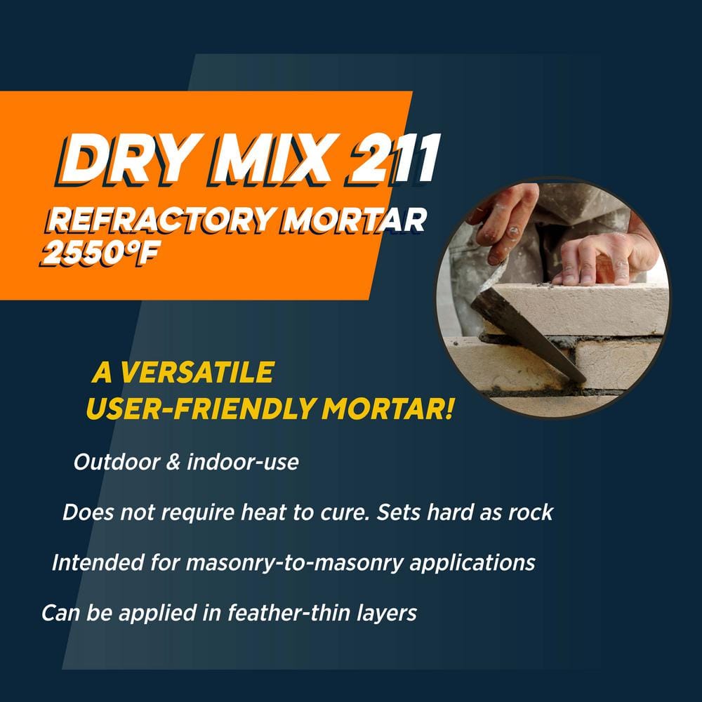 10 lbs. Dry Mix 211 Refractory Mortar Tub - Hercitys