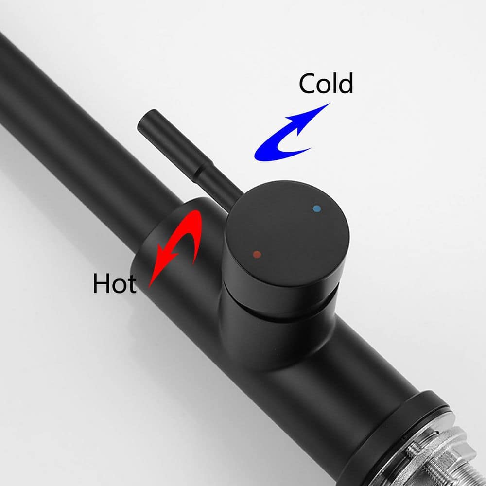 15.67 in Single Handle 360° Spout Swivel Pull Out Sprayer Kitchen Faucet in Stainless Steel in Matte Black - Hercitys