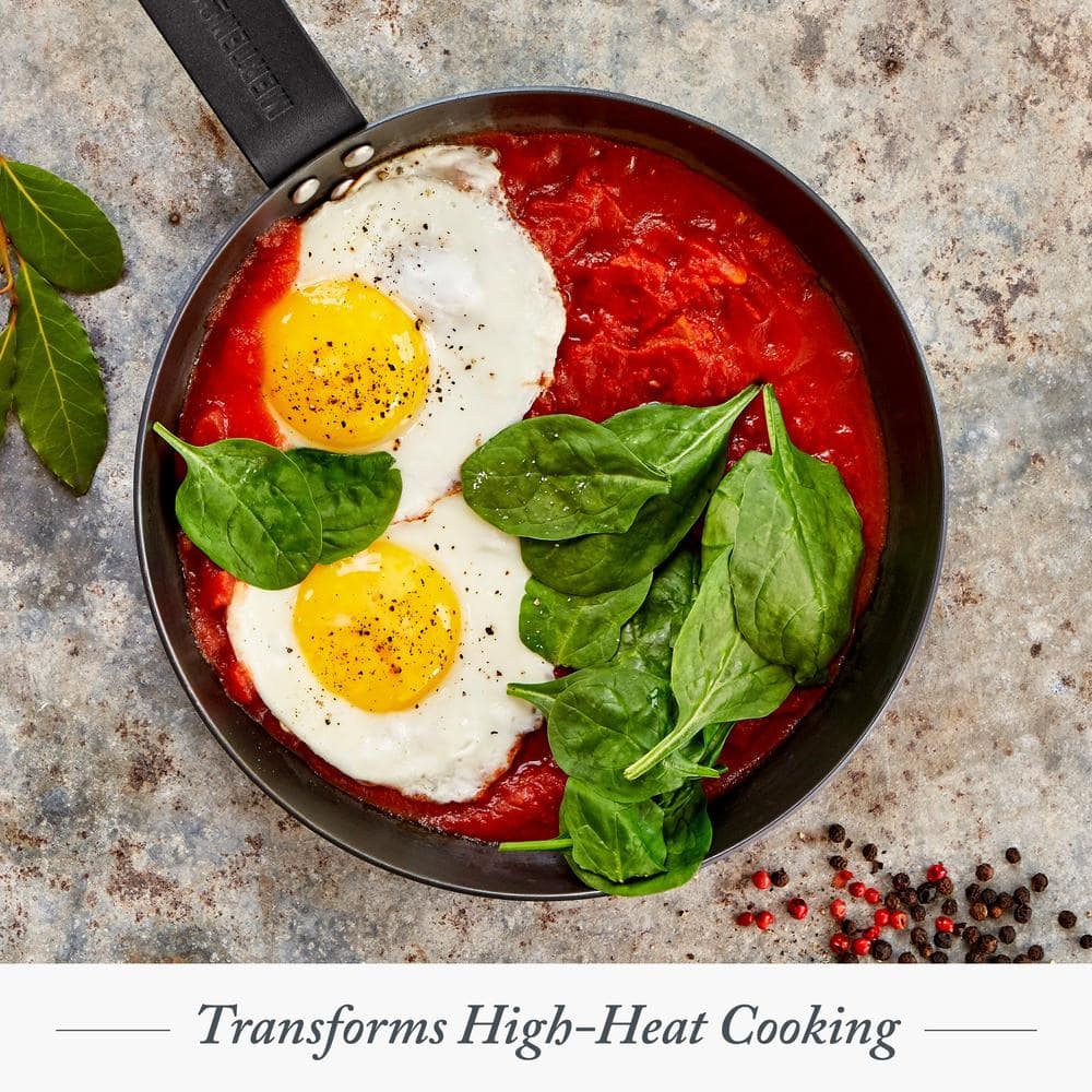 10 in. Black Carbon Steel Open Frying Pan - Hercitys