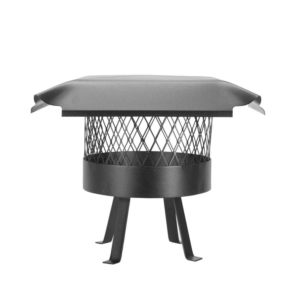 10 in. Round Slip-In Welded Leg Single Flue Chimney Cap in Black Galvanized Steel - Hercitys