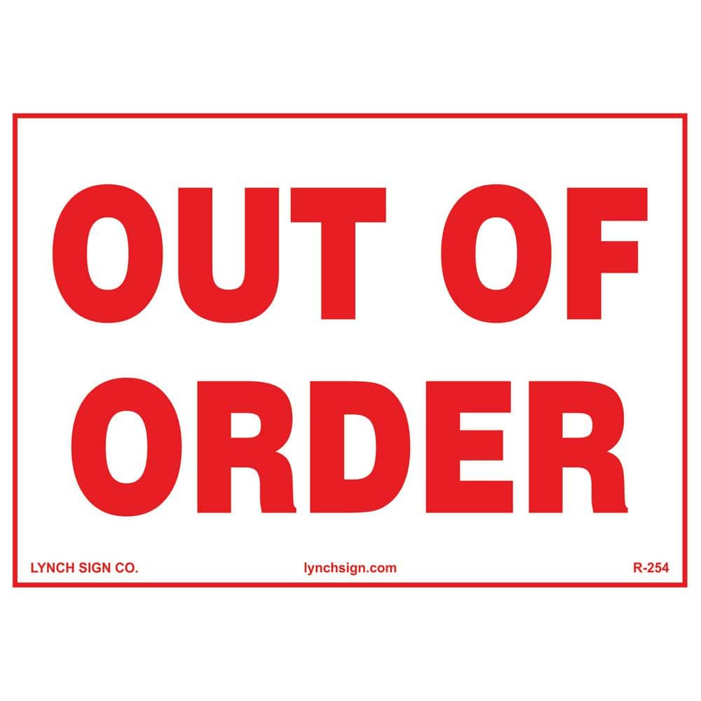 10 in. x 7 in. Out Of Order Sign Printed on More Durable Longer-Lasting Thicker Styrene Plastic. - Hercitys