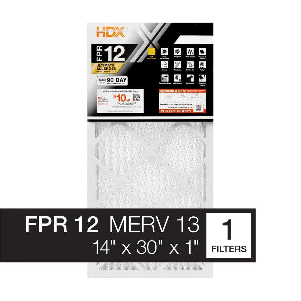 14 in. x 30 in. x 1 in. Ultimate Allergen Pleated Air Filter FPR 12, MERV 13 - Hercitys