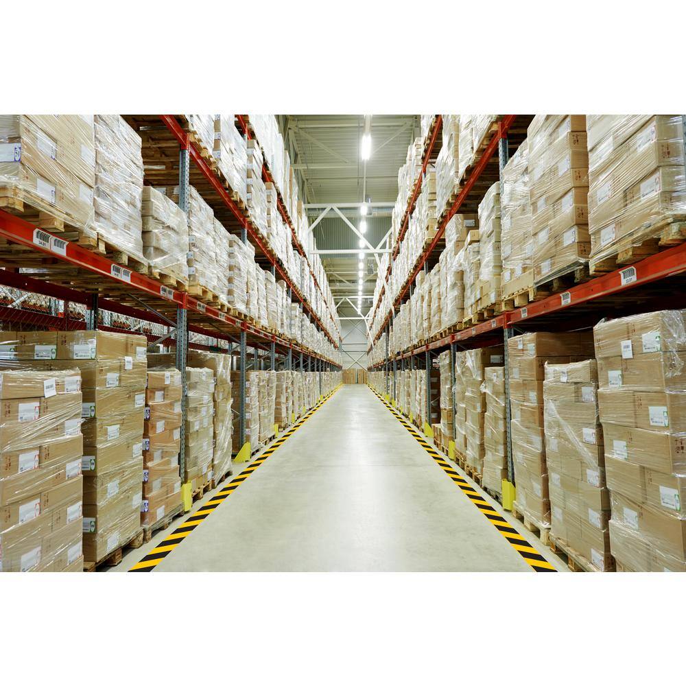 4 in. Safety Floor Tape in Yellow with Black Chevrons 100 ft. Roll - Hercitys