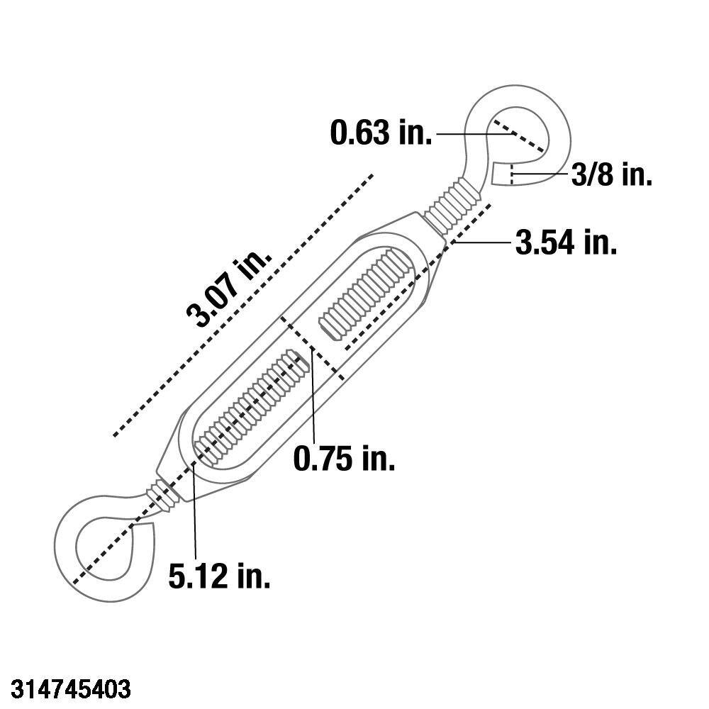 3/8 in. x 7-3/4 in. Turnbuckle Eye/Eye - Hercitys
