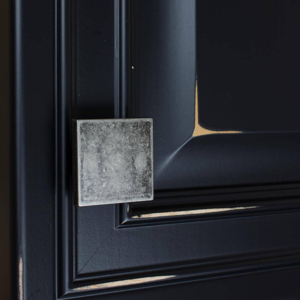 1-1/2 in. Weathered Nickel Thin Square Cabinet Knob (10-Pack) - Hercitys