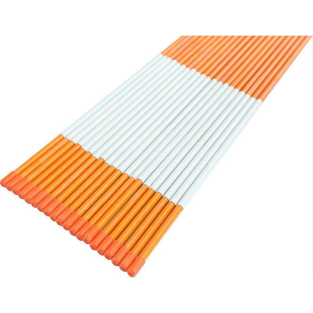 48 in. Solid Driveway Stakes Reflectors Snow Poles 5/16 in. Dia Orange (25-Pack) - Hercitys