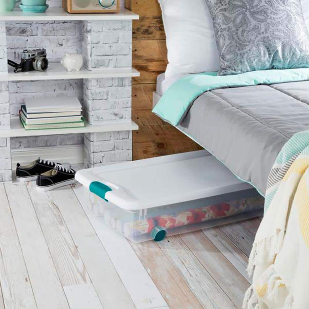 56 qt. Latching Stackable Wheeled Storage Container with Lid (8-Pack) - Hercitys