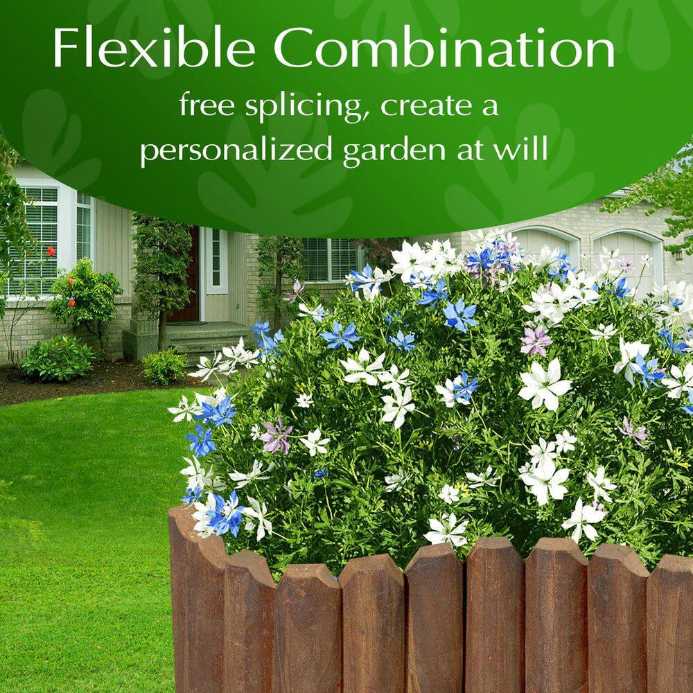 47 in. x 5.9 in. x 0.8 in. Brown Wood Garden Edging, Fence Border Decorative Panels for Flower and Landscape Fencing - Hercitys