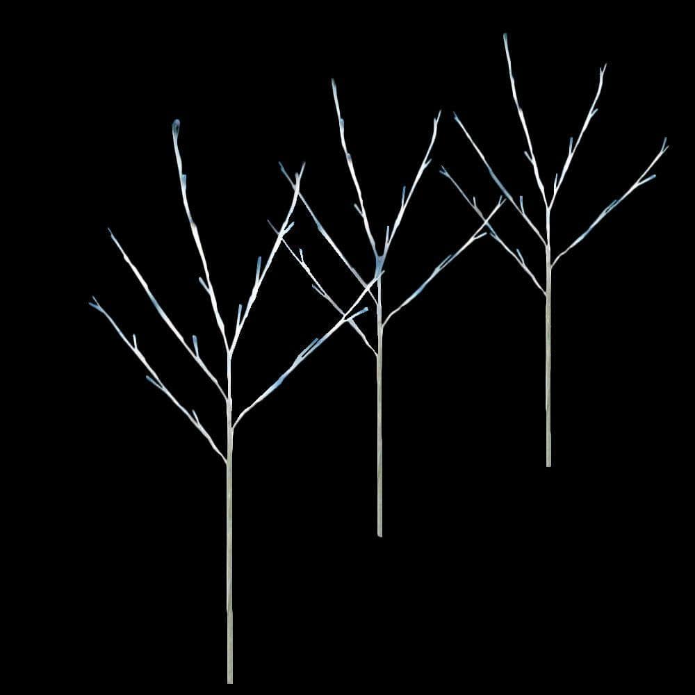 3 Count 29 in. H 60-Light Blue LED Twig Tree Pathmarkers - Hercitys