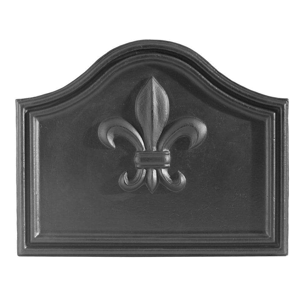 20 in. L, Black Fleur De Lys Decorative and Protective Fireback - Hercitys