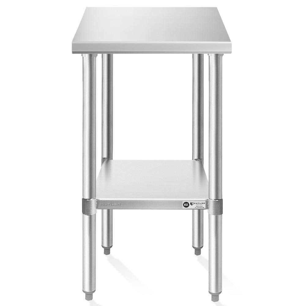 30 in. x 18 in. Stainless Steel Kitchen Prep Table with Bottom Shelf - Hercitys