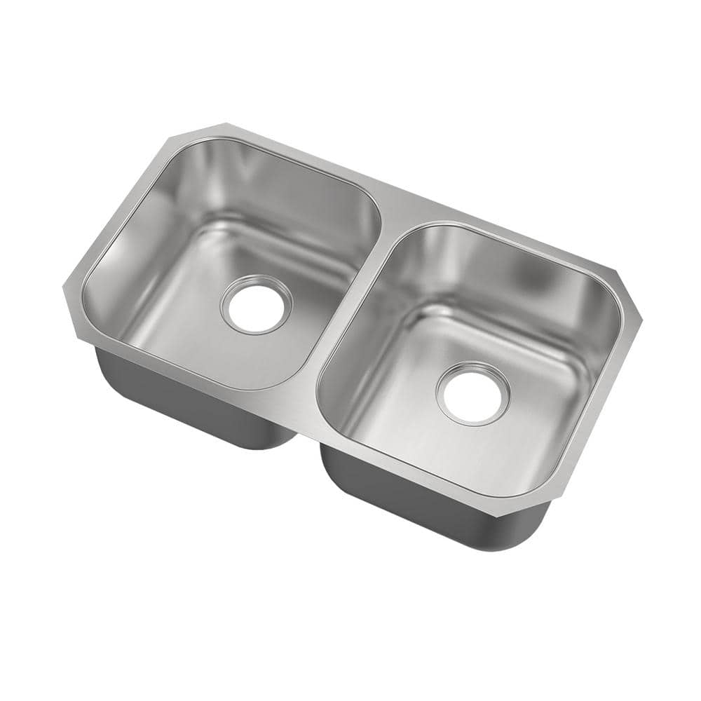 32 in. Undermount 50/50 Double Bowl 18-Gauge Stainless Steel Kitchen Sink - Hercitys