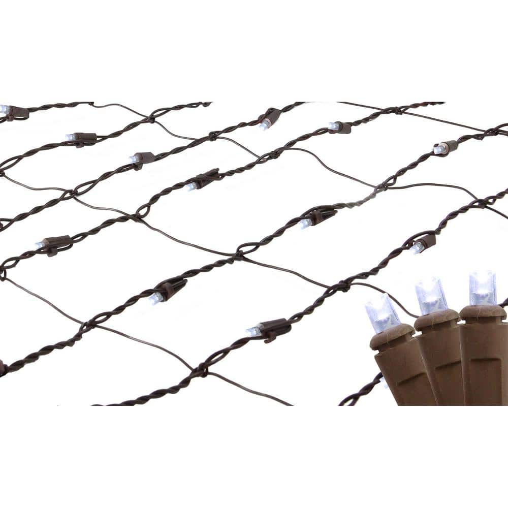 2 ft. x 8 ft. Pure White LED Net Style Tree Trunk Wrap Christmas Lights with Brown Wire - Hercitys