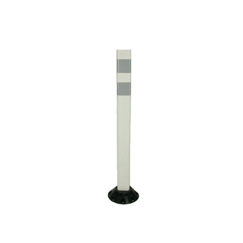 36 in. Repo Post Workzone White Delineator Post and Base with High-Intensity Band - Hercitys