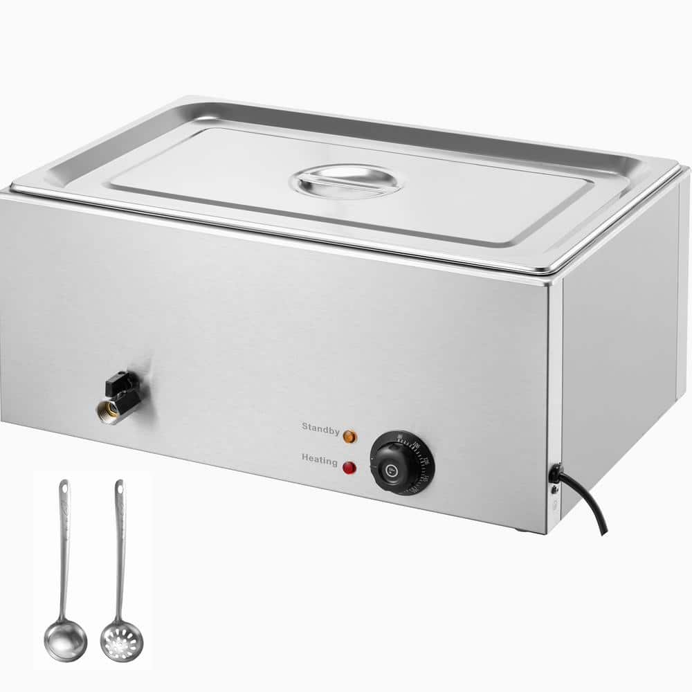 4-Pan Commercial Food Warmer 16.4 qt. Electric Steam Table 1200 Watt Countertop Stainless Steel Bain Marie, Silver - Hercitys