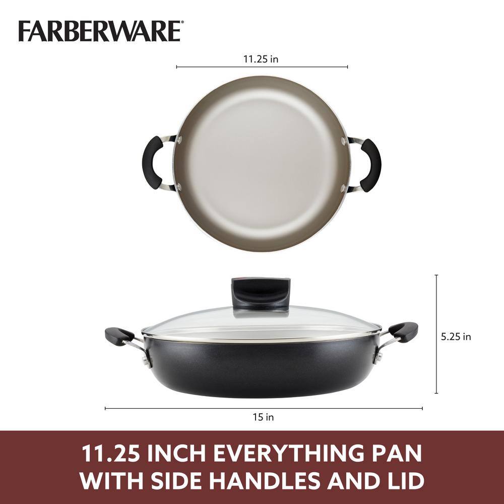 11.25 in. Smart Control- Aluminum Nonstick Frying Pan in Black with Lid - Hercitys