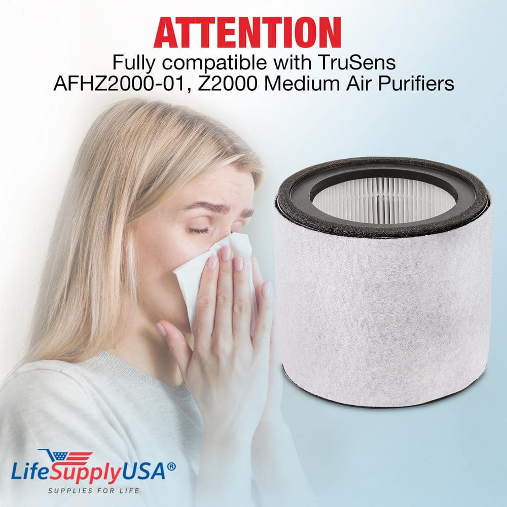 3-in-1 True HEPA Replacement Filter Plus Pre-Filter Plus Carbon Filter Compatible with TruSens AFHZ2000-01, Z2000 Medium - Hercitys