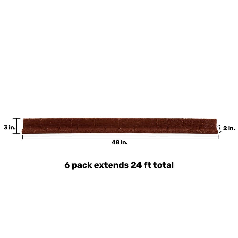 48 in. x 3 in. x 3 in. Roman Brick Red Rubber Edging (6-Pack) - Hercitys