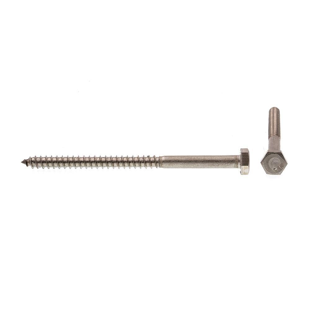 1/4 in. x 4 in. Grade 18-8 Stainless Steel Hex Lag Screws (25-Pack) - Hercitys