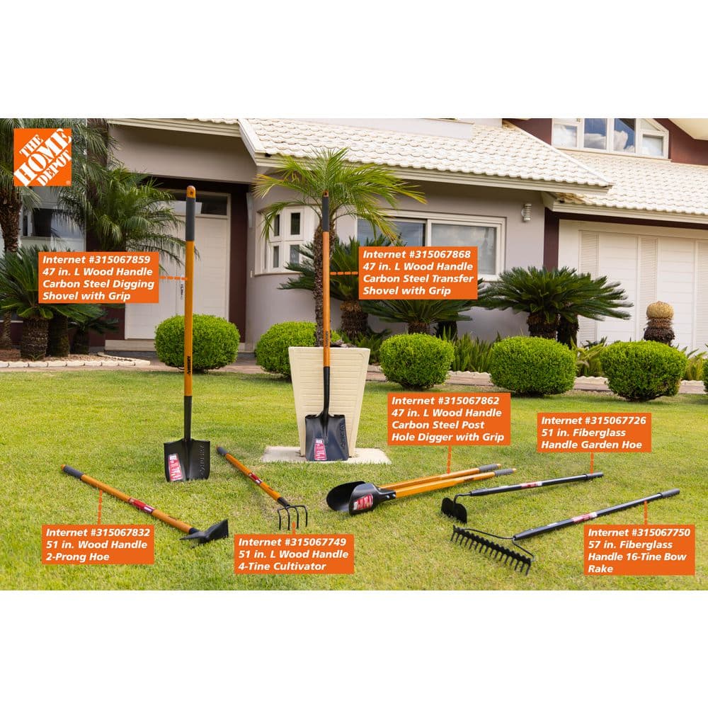 51 in. L Wood Handle 4-Tine Hand Cultivator - Hercitys