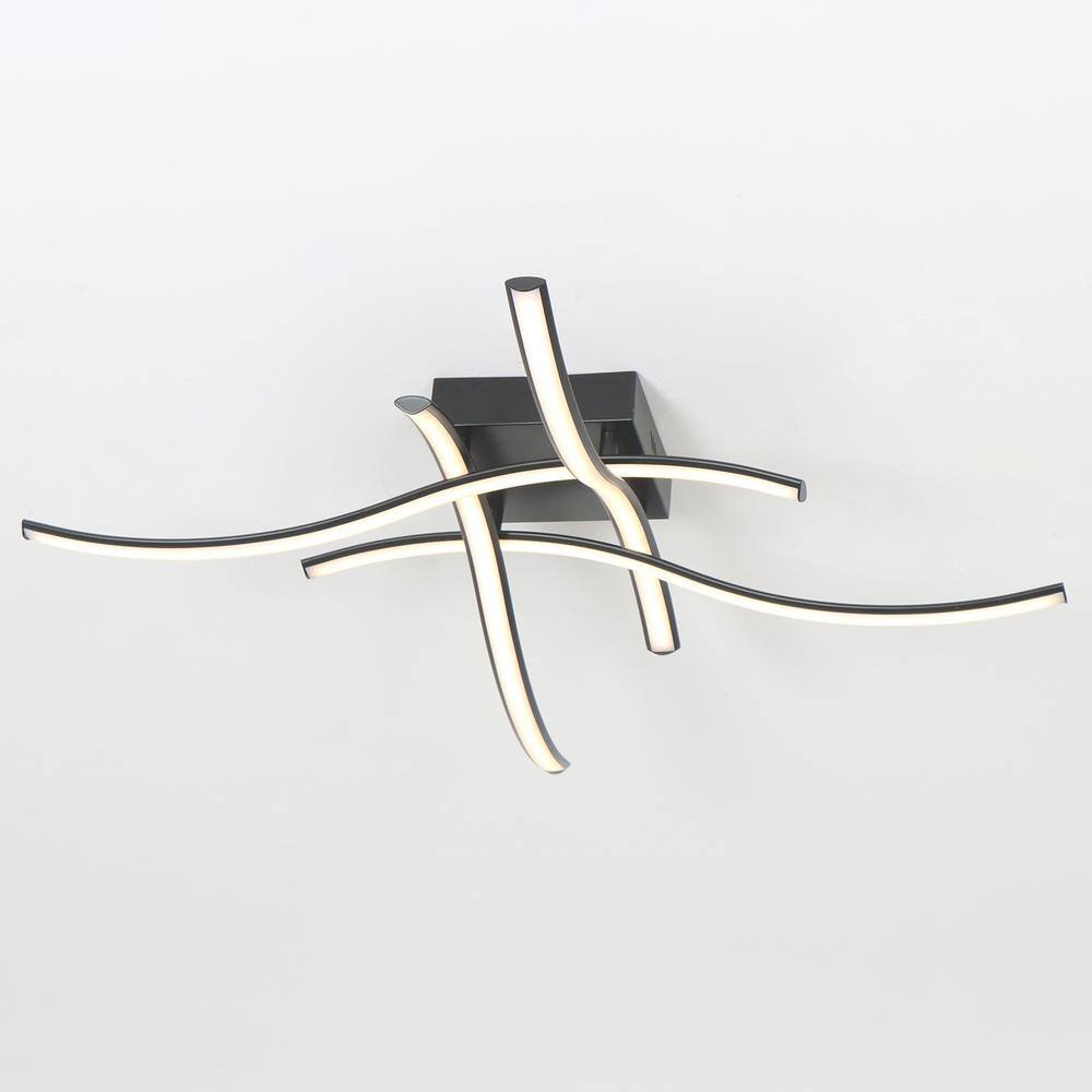 29.5 in. Curved Black Integrated LED Smart Home Flush Mount for Dining Romm Bedroom - Hercitys