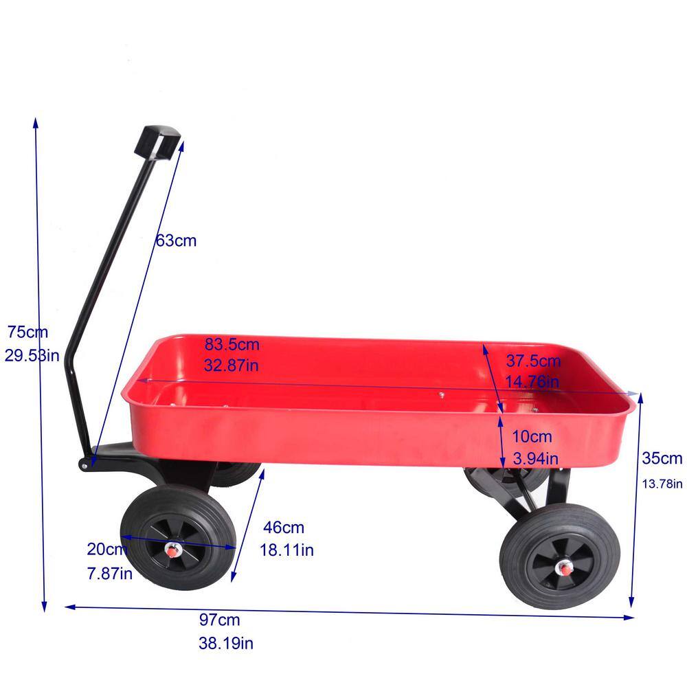 1.2 cu. ft. Steel Garden Cart Cargo Wagon in Red - Hercitys