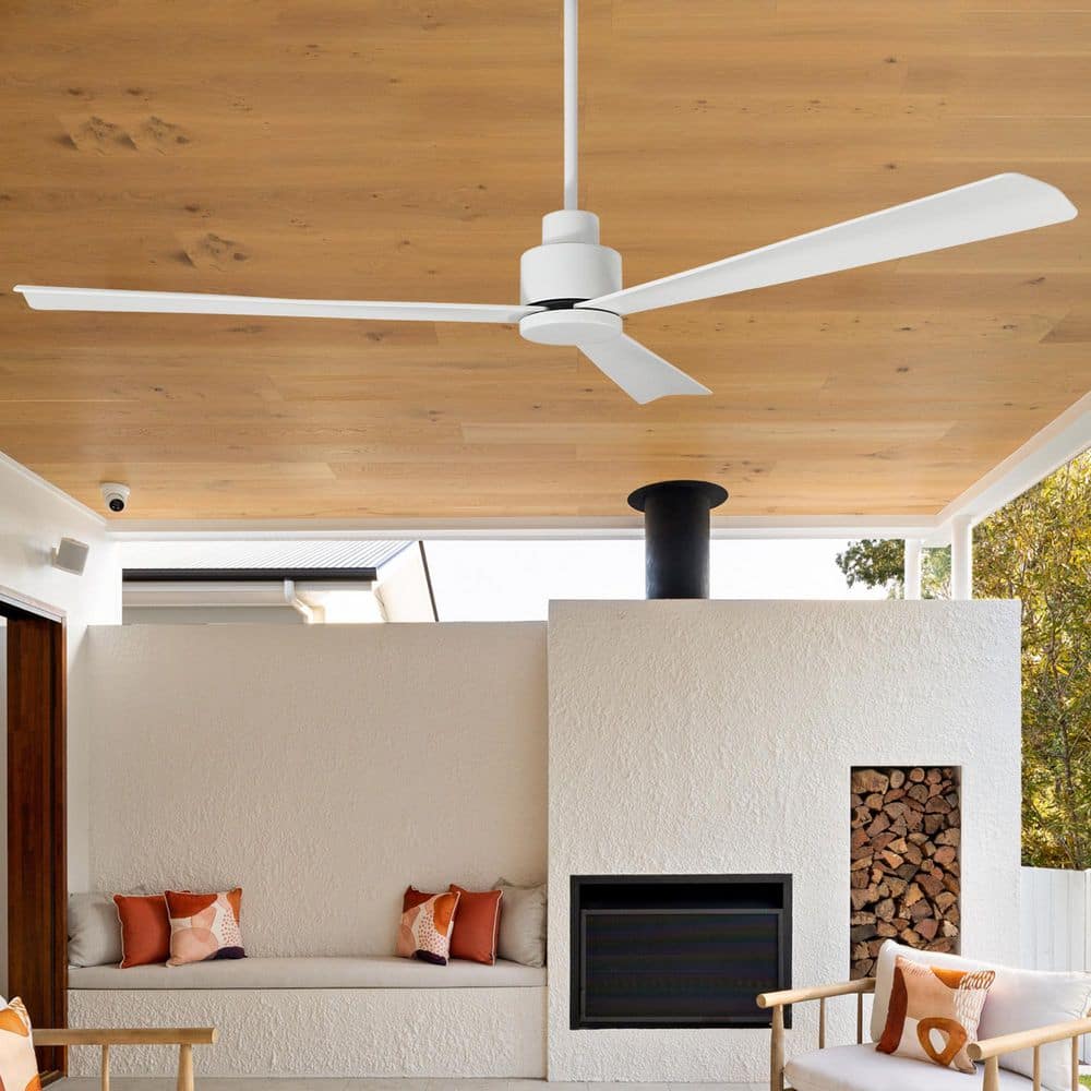 52 in. Indoor Modern Matte White Ceiling Fan with Remote Control and DC Reversible Motor - Hercitys