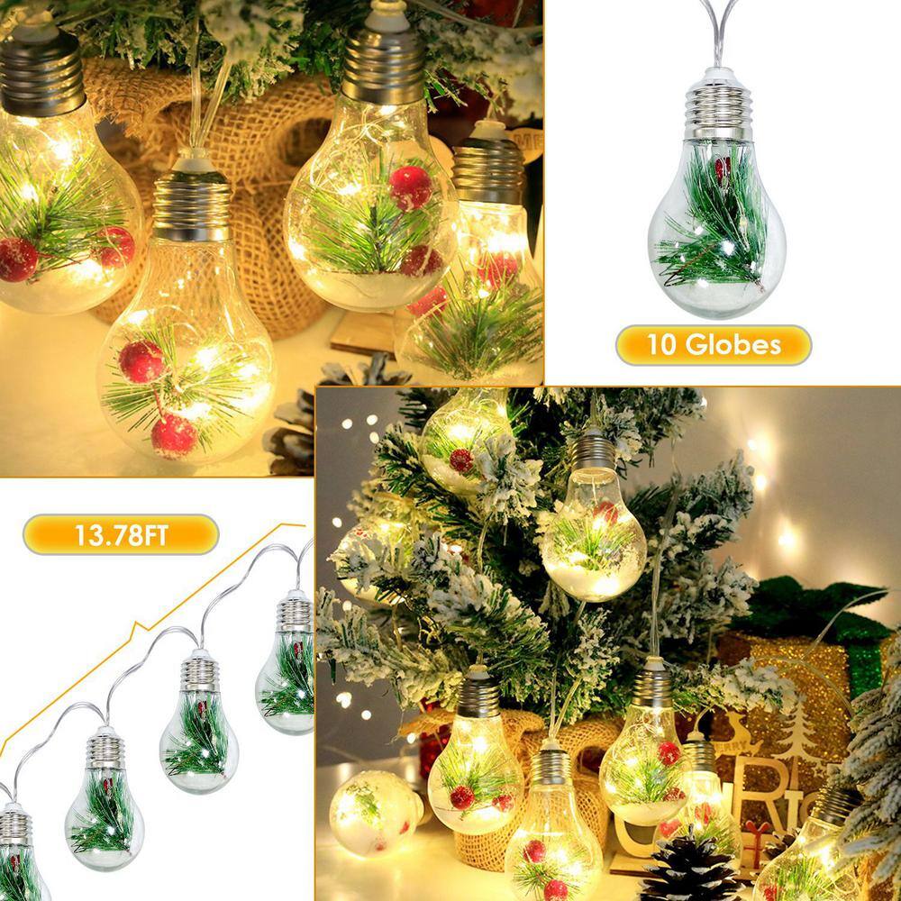 13.78 ft. 10-Count LED Clear Christmas Rope Lights (1-Pack) (Not Included 3Pcs AA Batteries) - Hercitys