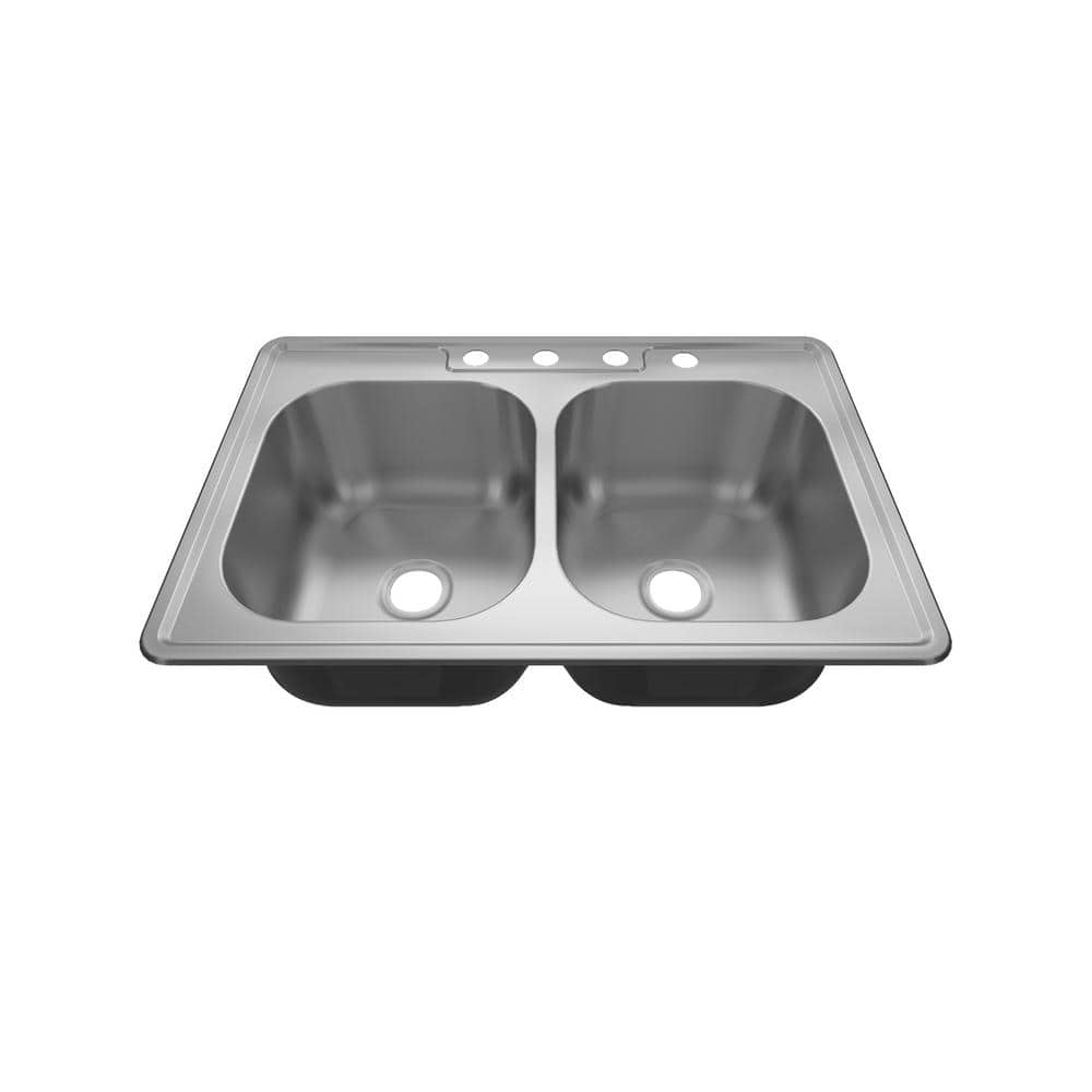 304 Stainless Steel 18 Gauge 33 in. Double Bowl Drop-In Kitchen Sink - Hercitys