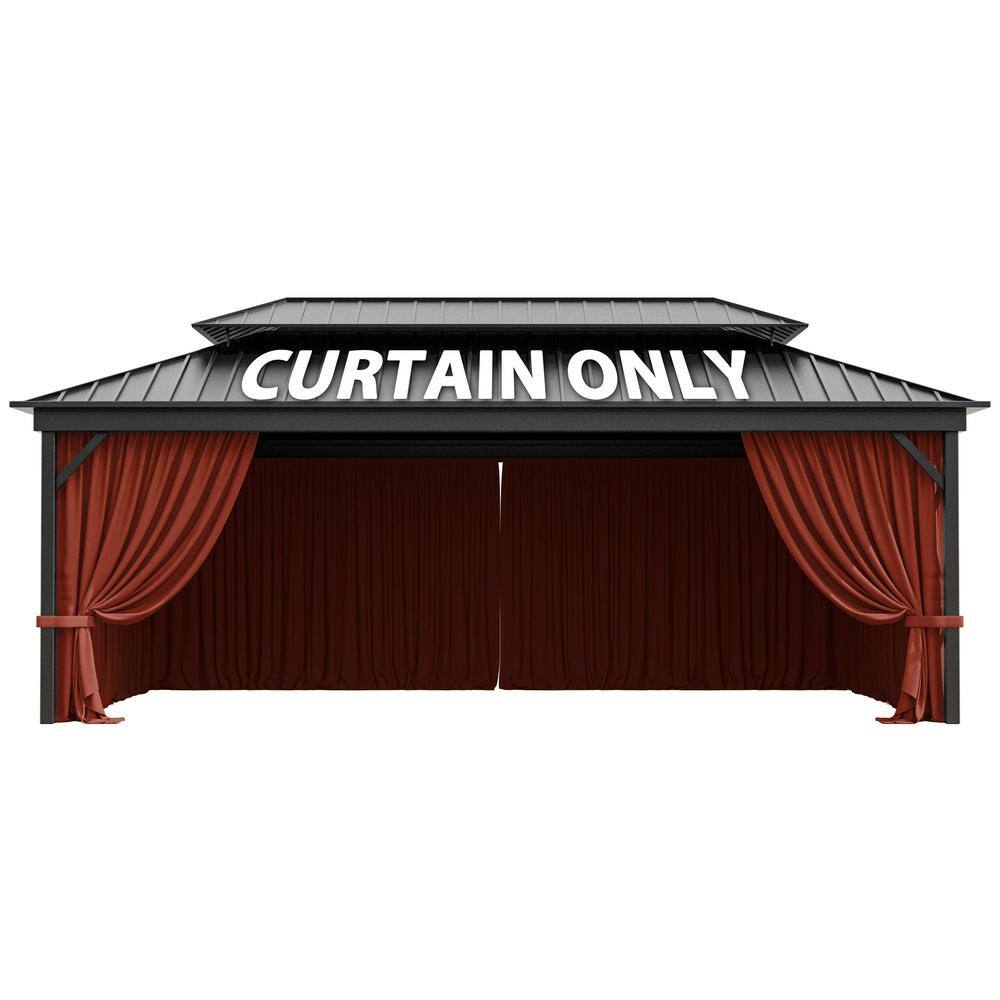 12 ft. x 20 ft. Universal Outdoor Privacy Curtains, Gazebo Replacement with Zipper Terra Red (4-Side Curtain Only) - Hercitys