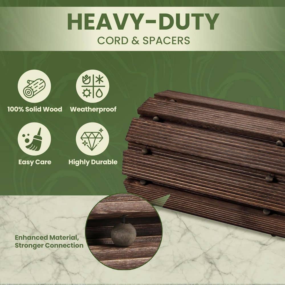 11.5 ft. Roll-Out Wooden Garden Pathway, Weather-Resistant and Non-Slip Patio Path, Brown - Hercitys